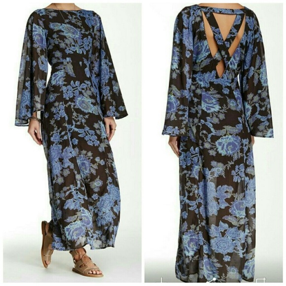 Free People Floral Bohemian Melrose Maxi Dress Night Combo Size 4 - Picture 2 of 7